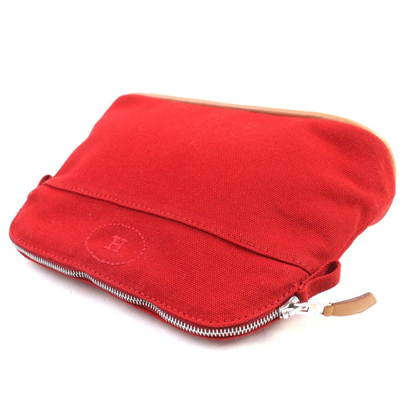 HERMES Cosmetics Pouch cotton Red Bored porch PM