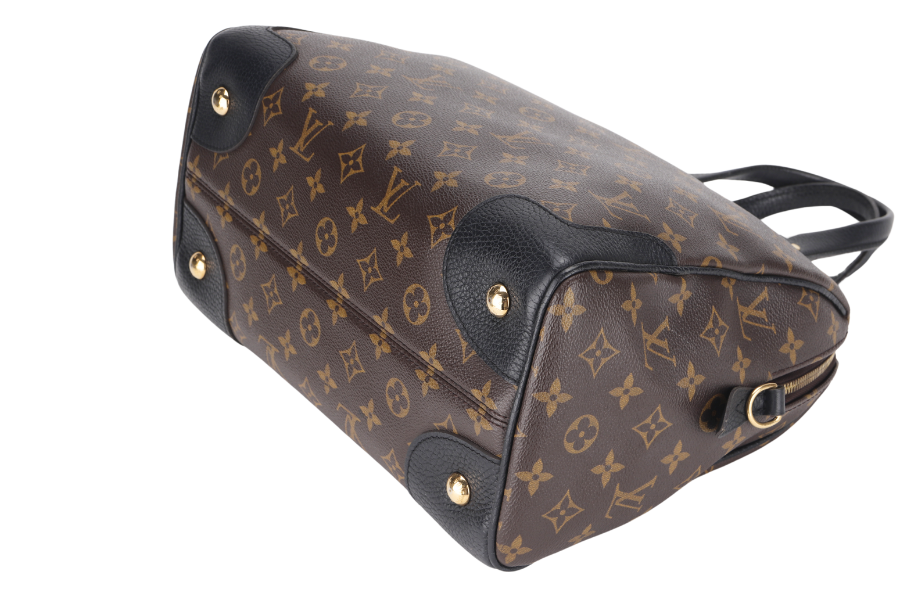 LOUIS VUITTON RETIRO BLACK LEATHER MONOGRAM CANVAS GOLD HARDWARE WITH STRAP Handbag