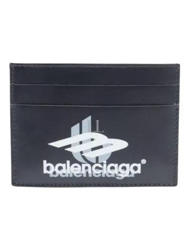 Luxury Balenciaga Trending 2026 Logo Print Leather Card Wallet Black