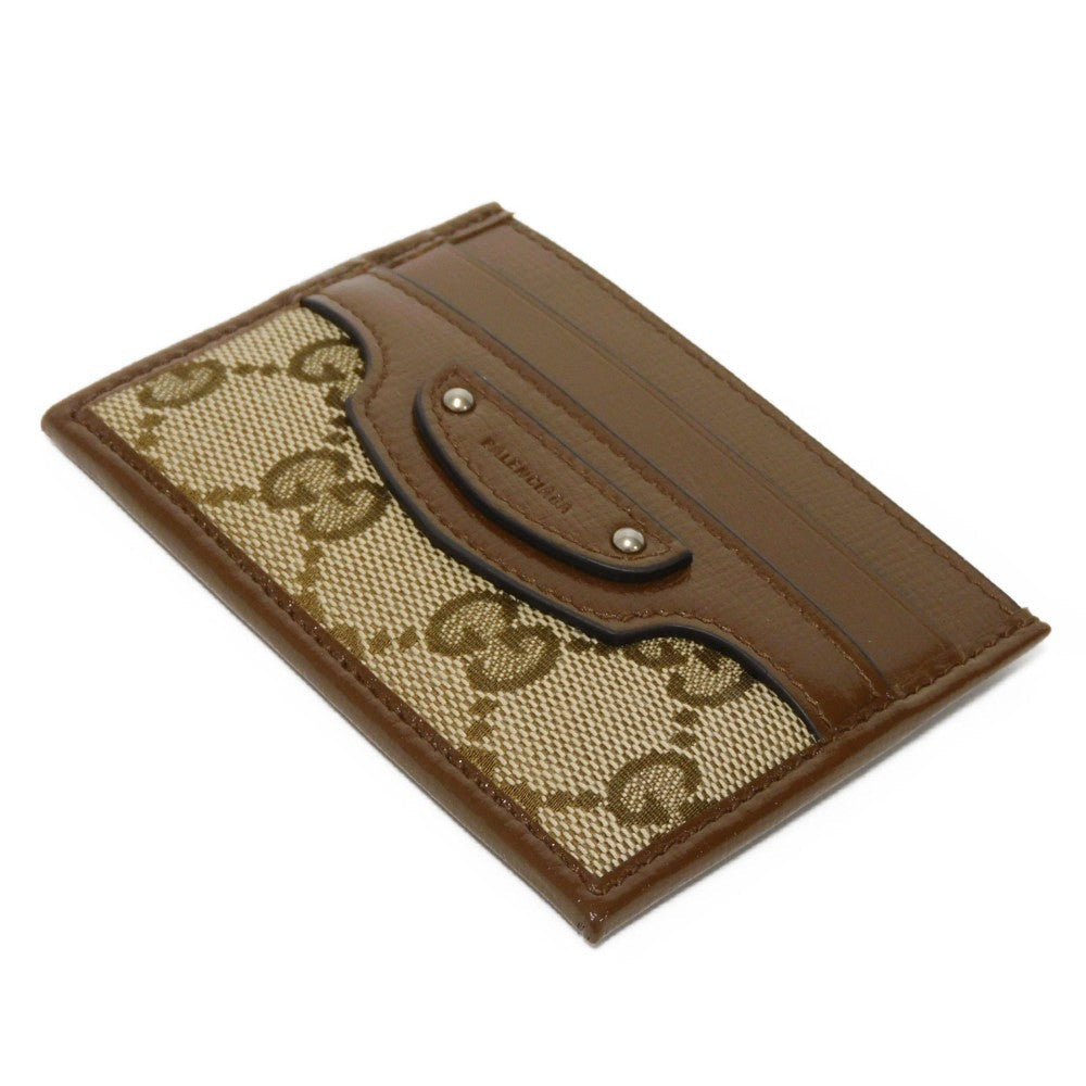GUCCI Card Case 681709 GY5SN 8563 GG canvas x calf leather beige The Hacker Project GG Canvas Un Balenciaga Neo Classic Card Holder unisex(Unisex)