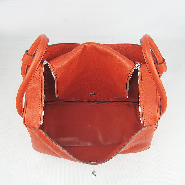 Luxury Hermes Lindy 34cm handbag 6208 orange Silver