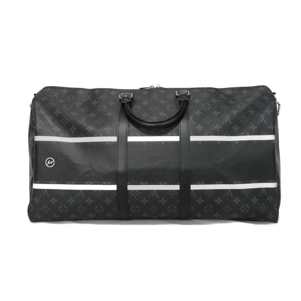 LOUIS VUITTON Boston Duffel bag Monogram Eclipse Canvas (Flash Print) Noir Fragment Circle Thunder Hiroshi Fujiwara Monogram Eclipse Keepall bandouliere 55 mens