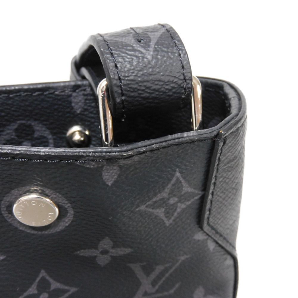 LOUIS VUITTON Tote Bag Taiga leather x monogram canvas Noir Black Shoulder Bag Taigarama monogram Eclipse City tote mens