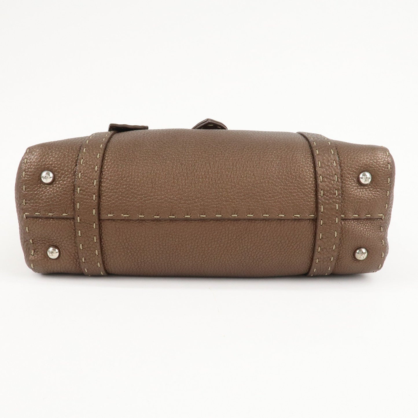 FENDI Selleria Leather Linda Hand Bag Brown 8BR547