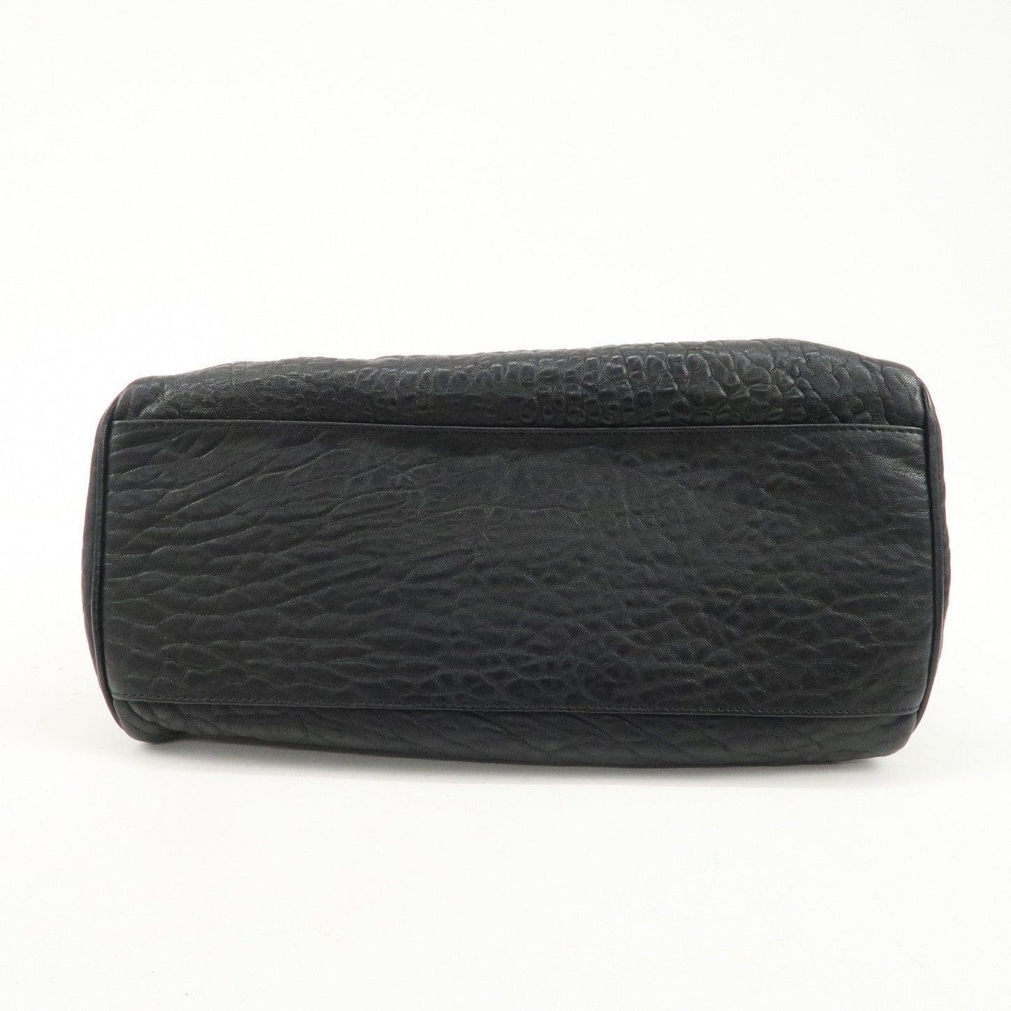 FENDI Ethnico Zucca Canvas Leather Shoulder Bag Black 8BN157