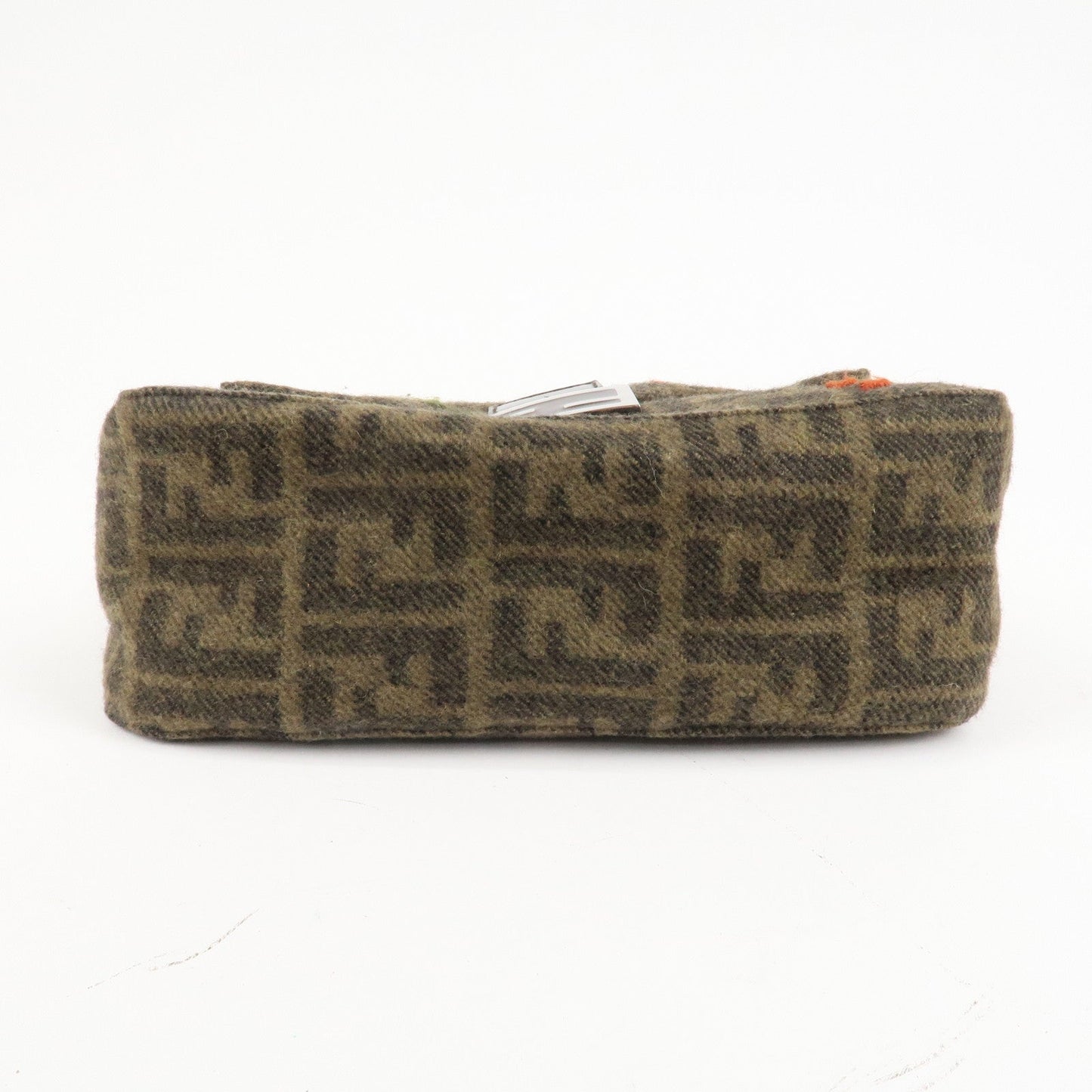 FENDI Mamma Baguette Zucca Wool Leather Shoulder Bag Flower