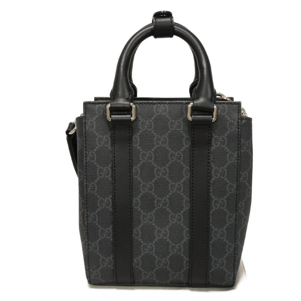 GUCCI Handbag 696010 GG Supreme canvas (polyurethane processing) x Calfskin leather black GG Supreme Mini Tote Bag