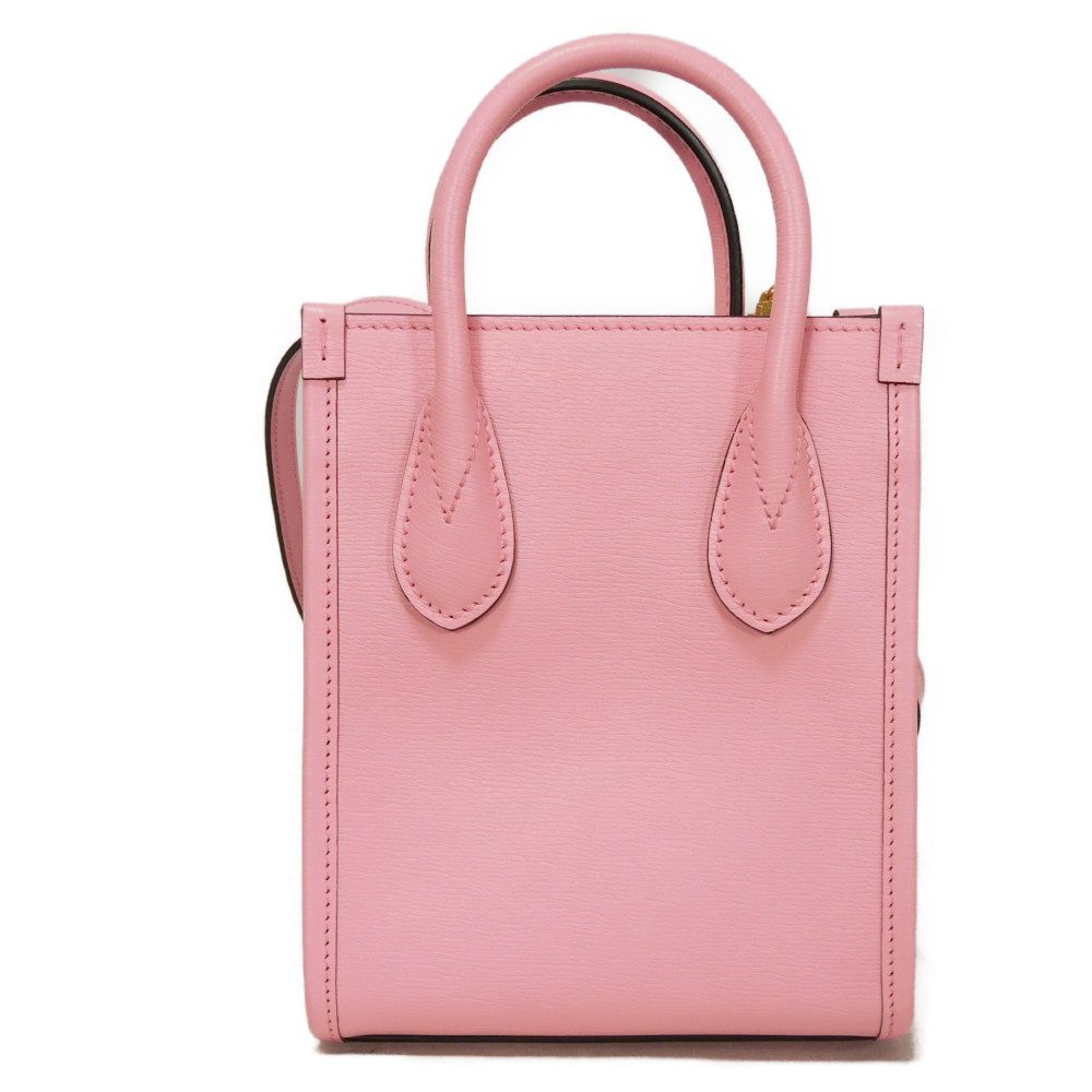 GUCCI Shoulder Bag 671623 5964 Textured leather Light pink Banana Bolt Inazuma Pastel Crossbody logo Bananya Mini Tote unisex(Unisex)