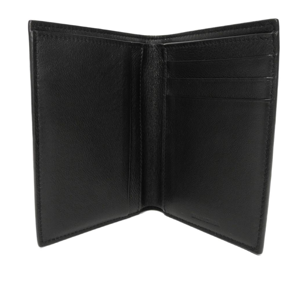 BALENCIAGA Bifold Wallet 655683 1ROP3 1000 Calfskin (crocodile embossed) black Croc Calfskin Card Case Billfold New logo Cash Bar Tikal Wallet mens