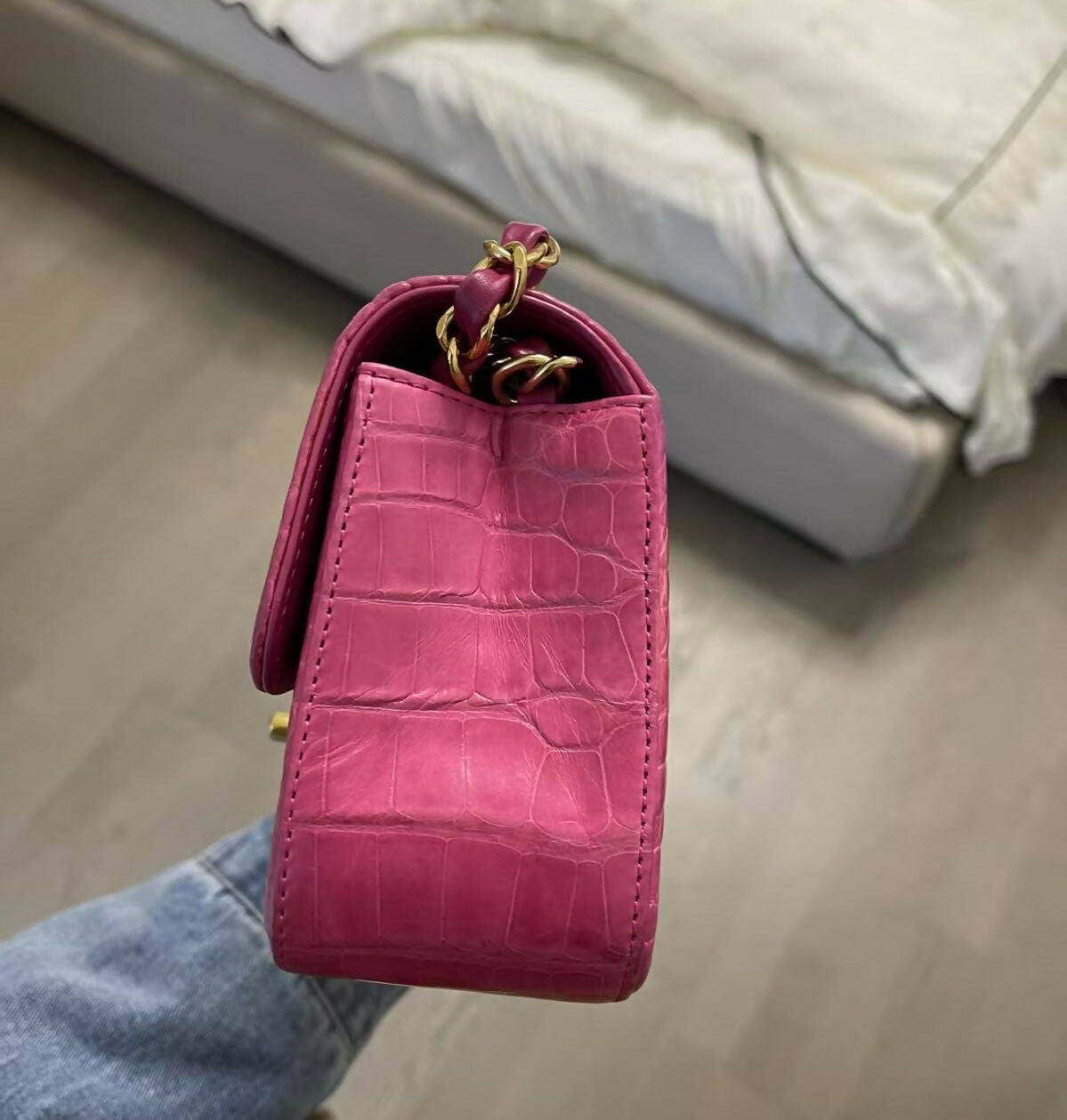 Chanel Pink Mini Crocodile Flap Bag