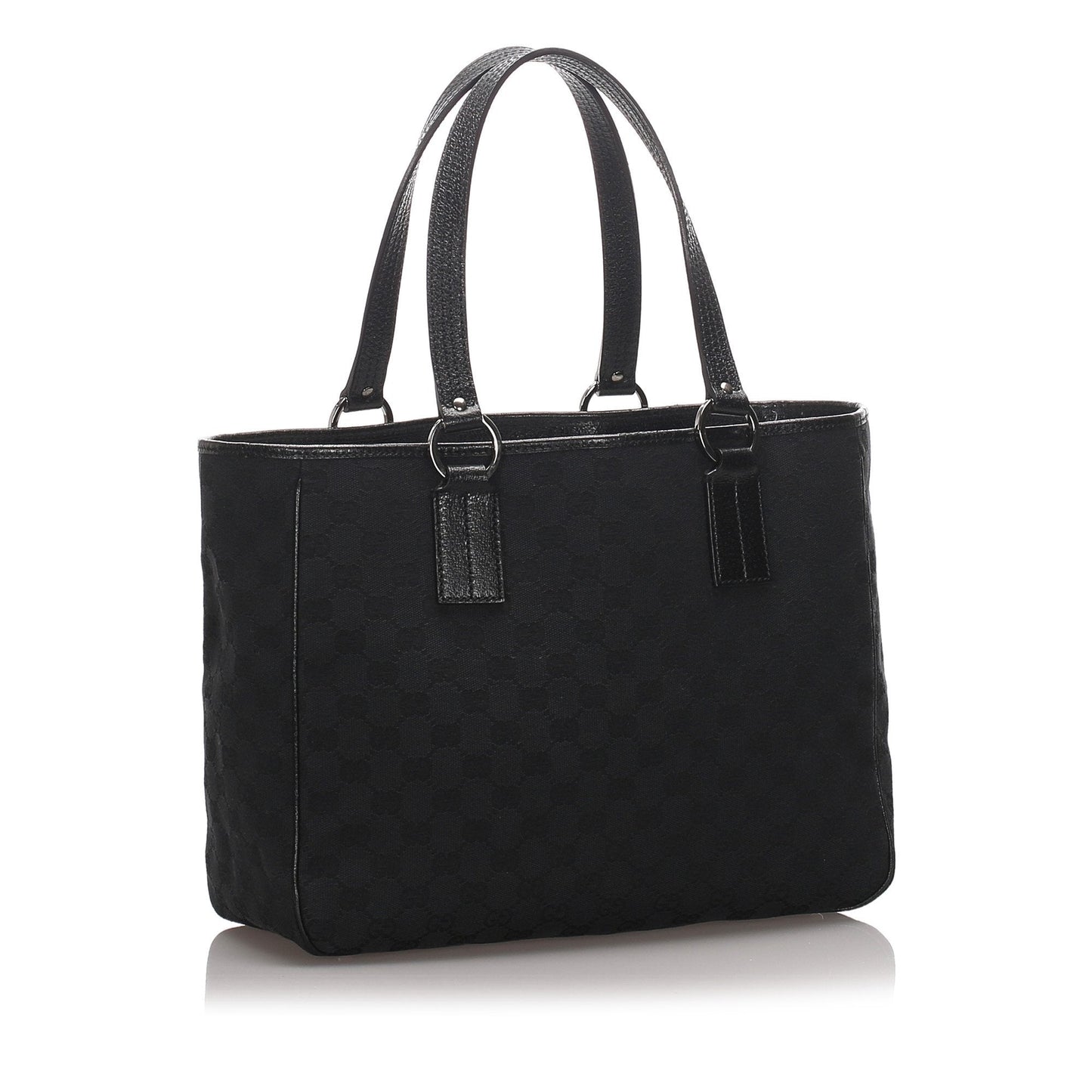 Gucci Black Leather Canvas Tote Style 8