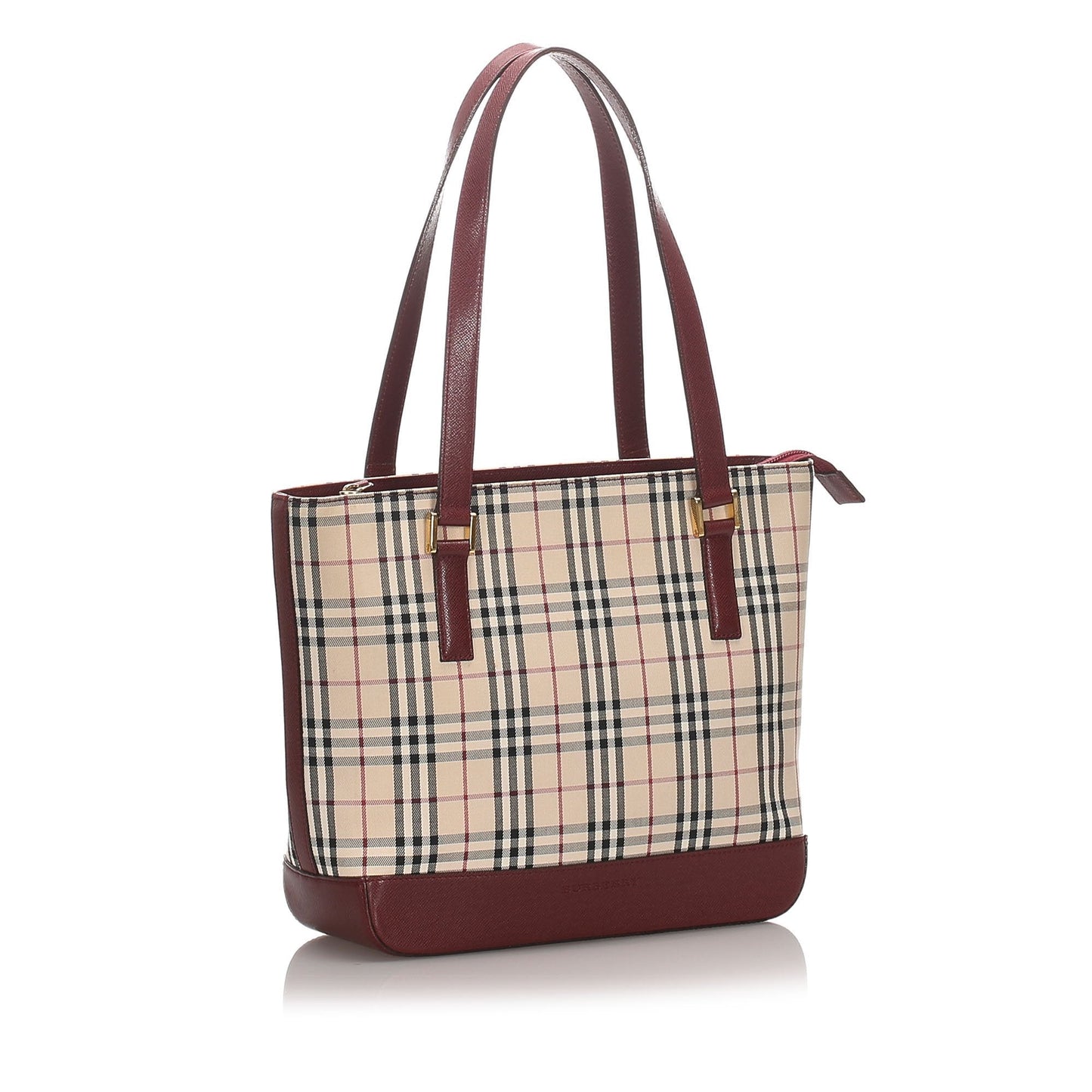 Burberry Brown Beige Canvas Fabric Ho Check Tote Bag United Kingdom
