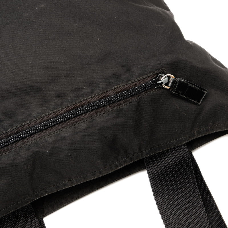 Prada Triangle Logo Plate Nylon Tote Bag