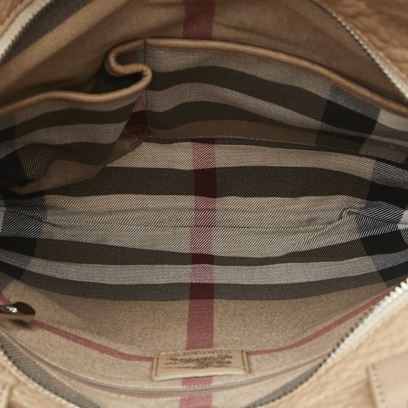 Burberry Logo Nova Check Canvas Leather Handbag