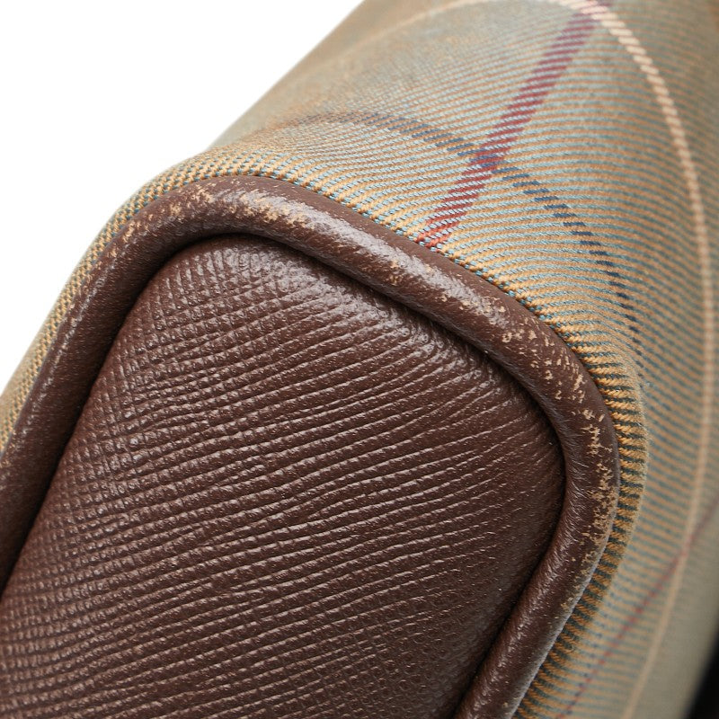 Burberry Check Canvas Leather Clutch Bag