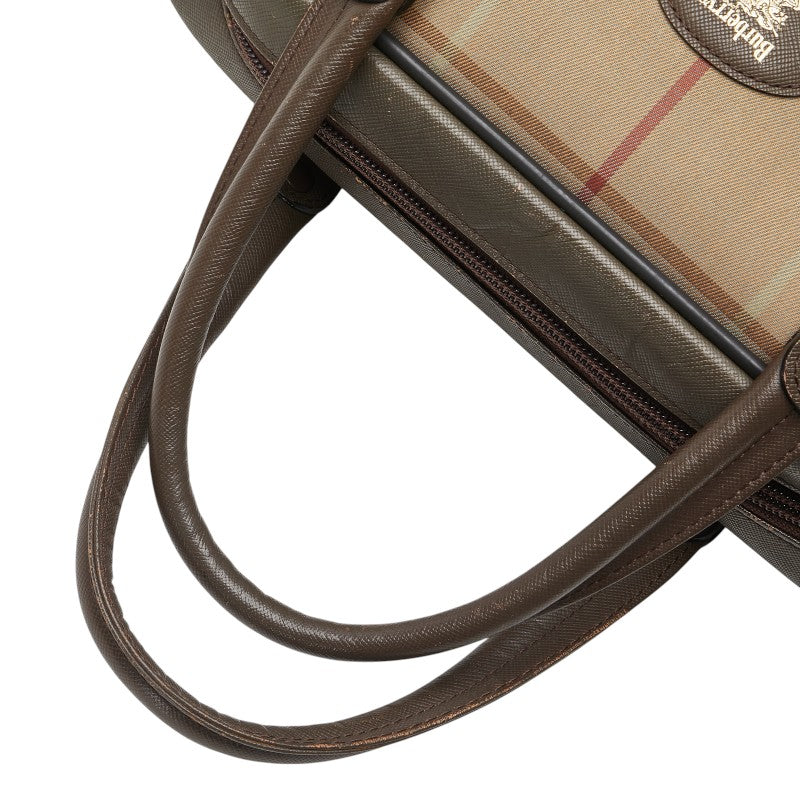 Burberry Check Canvas Leather Handbag