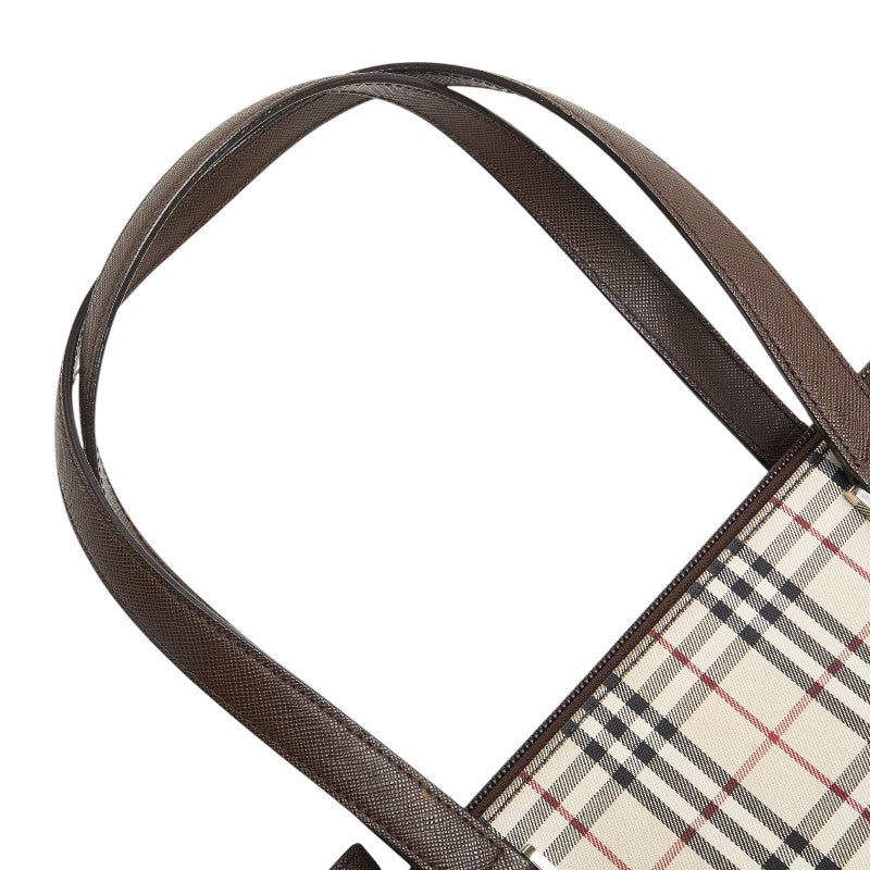 Burberry Nova Check Canvas Leather Tote Bag