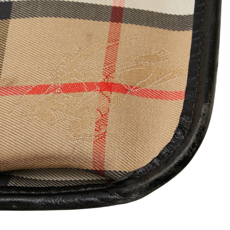 Burberry Shadow Horse Nova Check Canvas Leather Clutch Bag