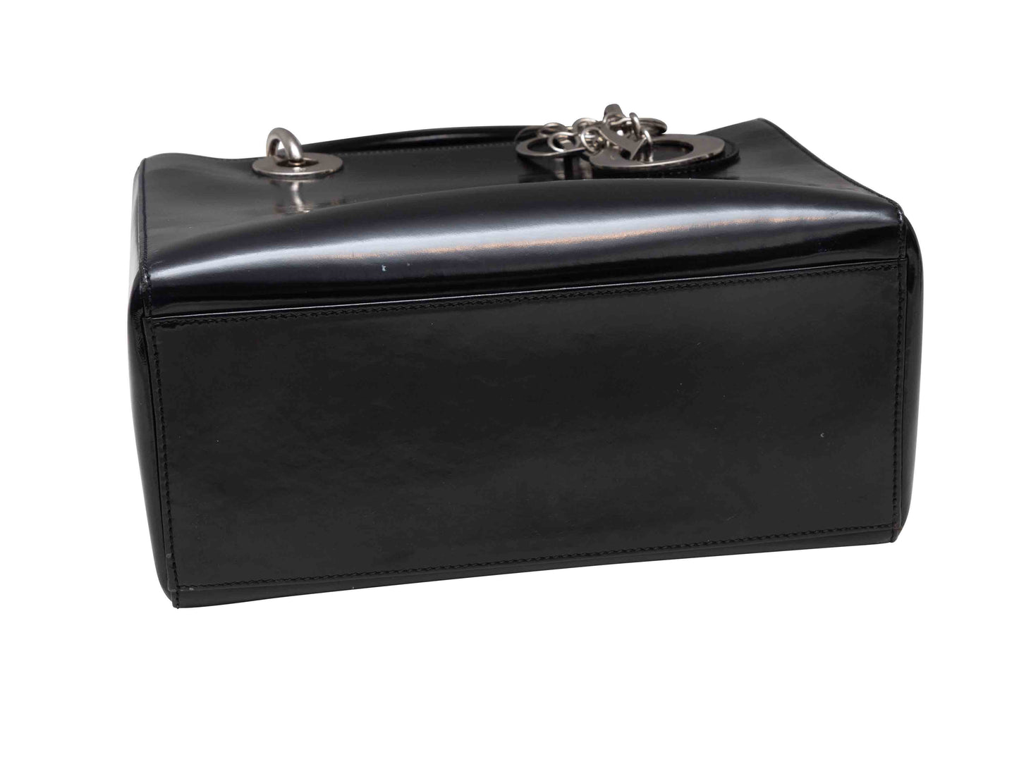 Black Christian Dior Medium Patent Lady Dior Bag