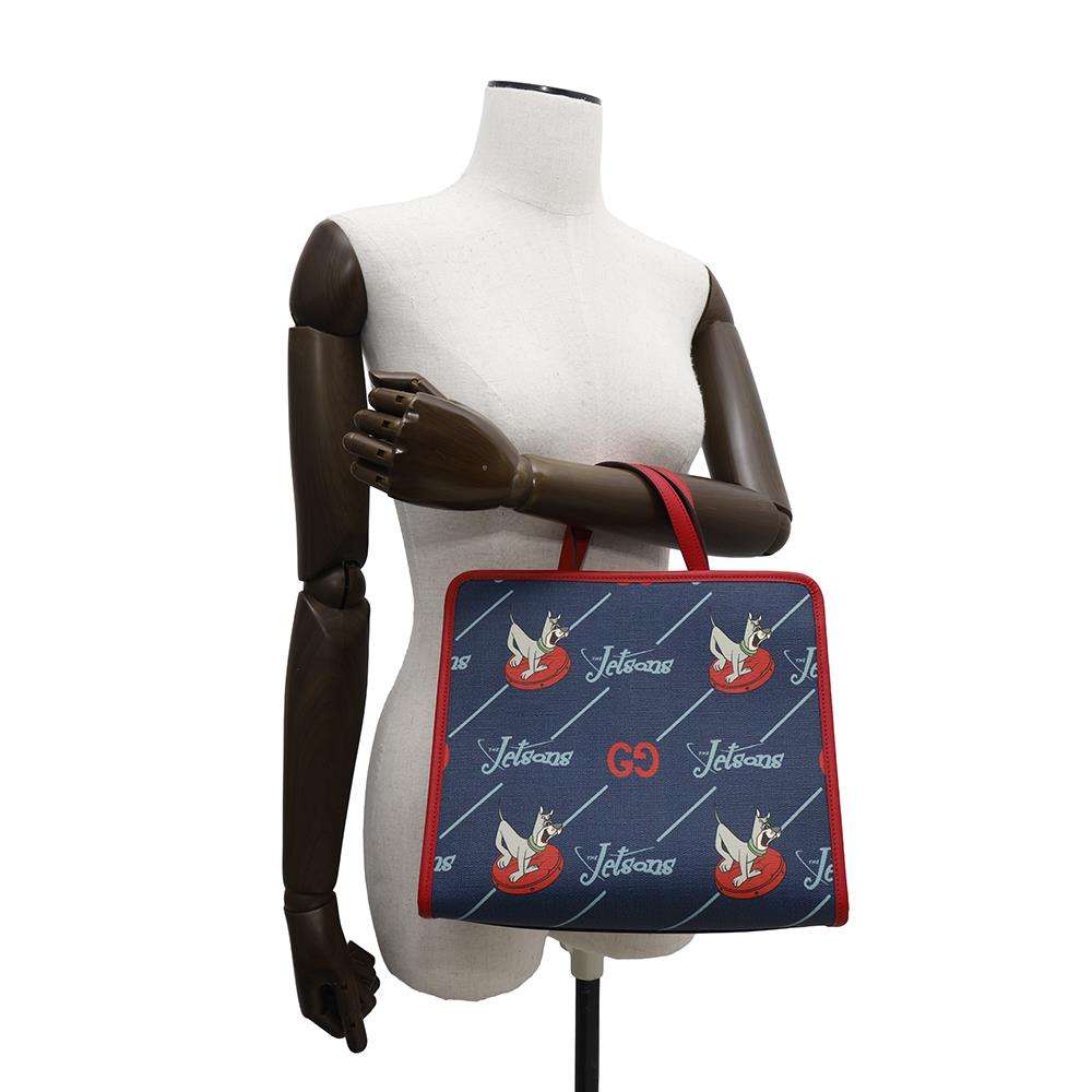 GUCCI ?Jetson Tote Bag for Children Navy/Red605614 PVC Coated Canvas Leather