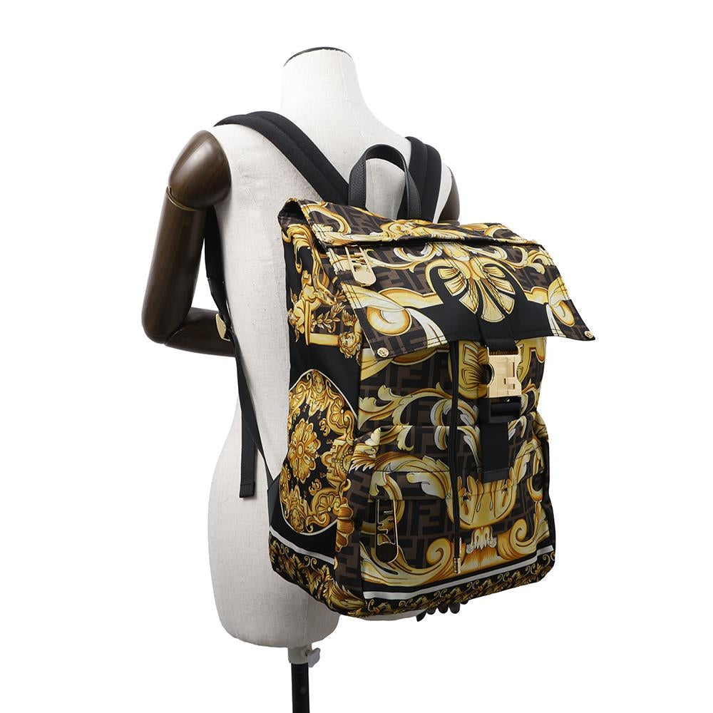 FENDI ?Fendace Backpack Black/Yellow7VZ066 Nylon