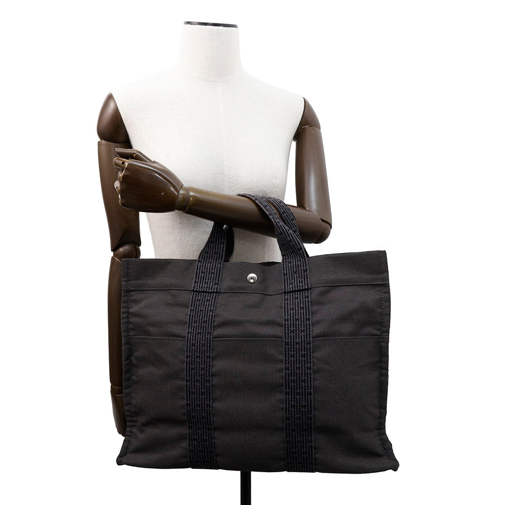 HERMES Her Line Tote Gray Nylon Canvas Size MM