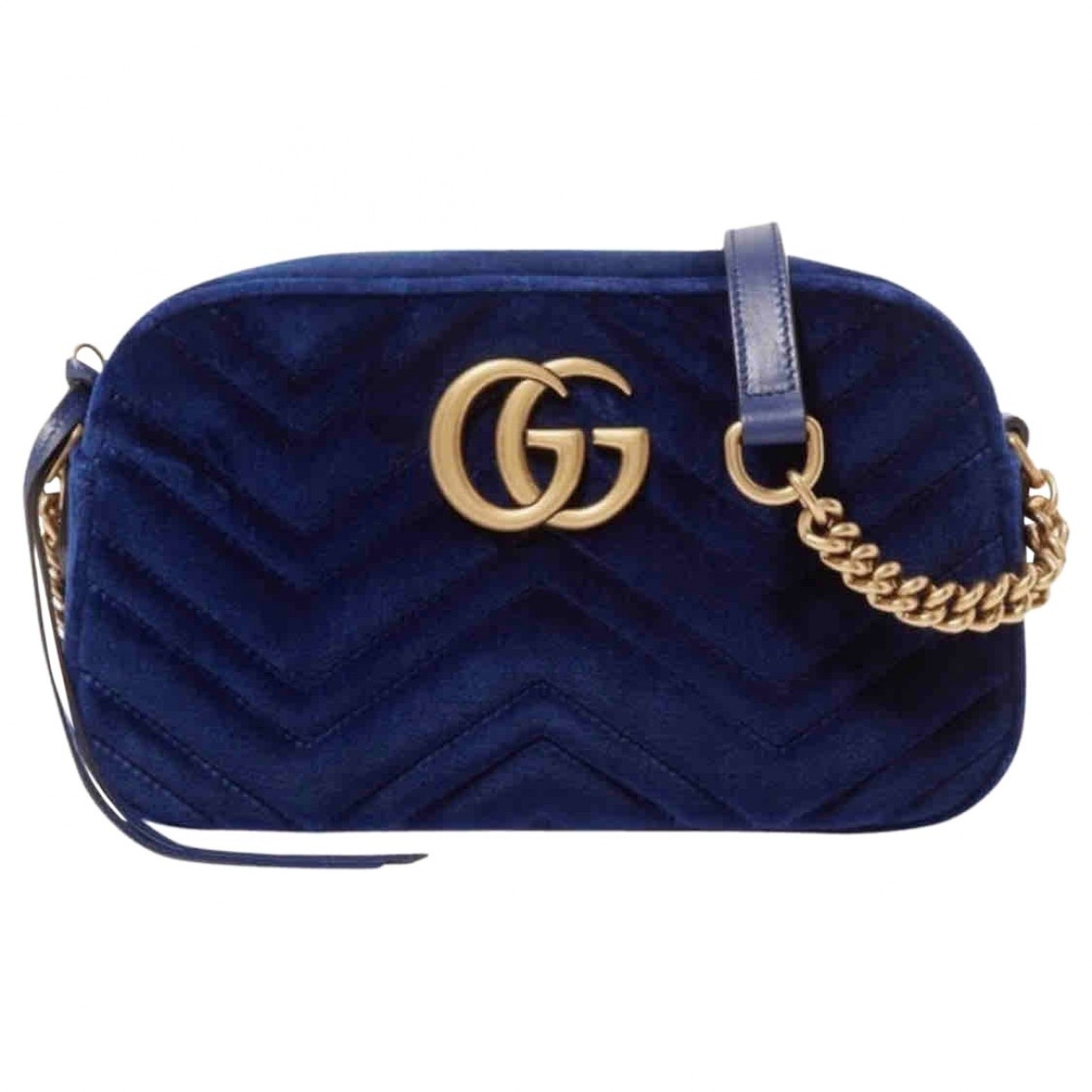 Gucci marmont blue velvet handbag