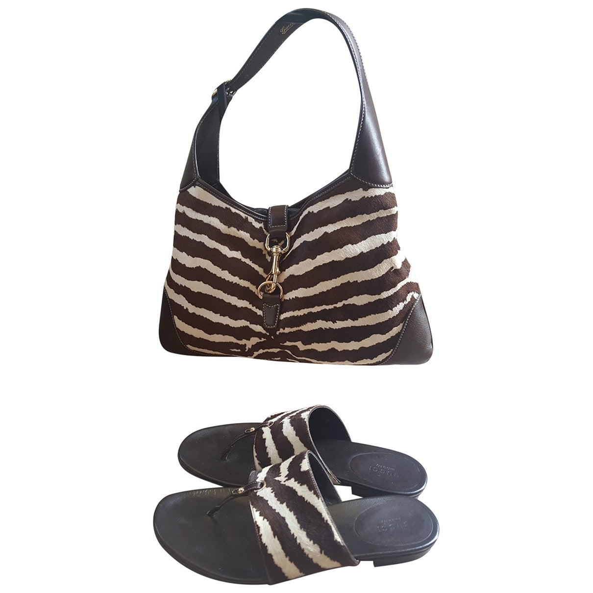 Gucci brown pony-style calfskin handbag