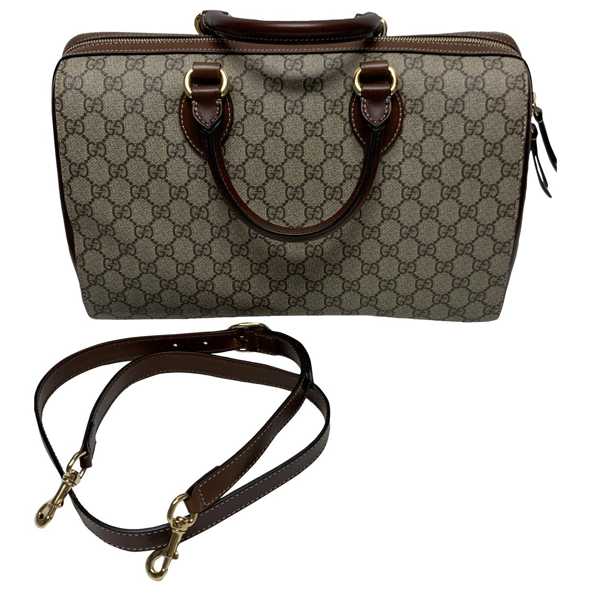 Gucci boston brown cloth handbag