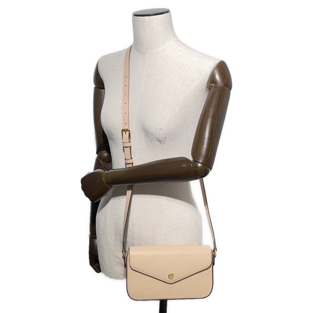 GUCCI GG Super Mini Shoulder Bag Beige772794 Leather