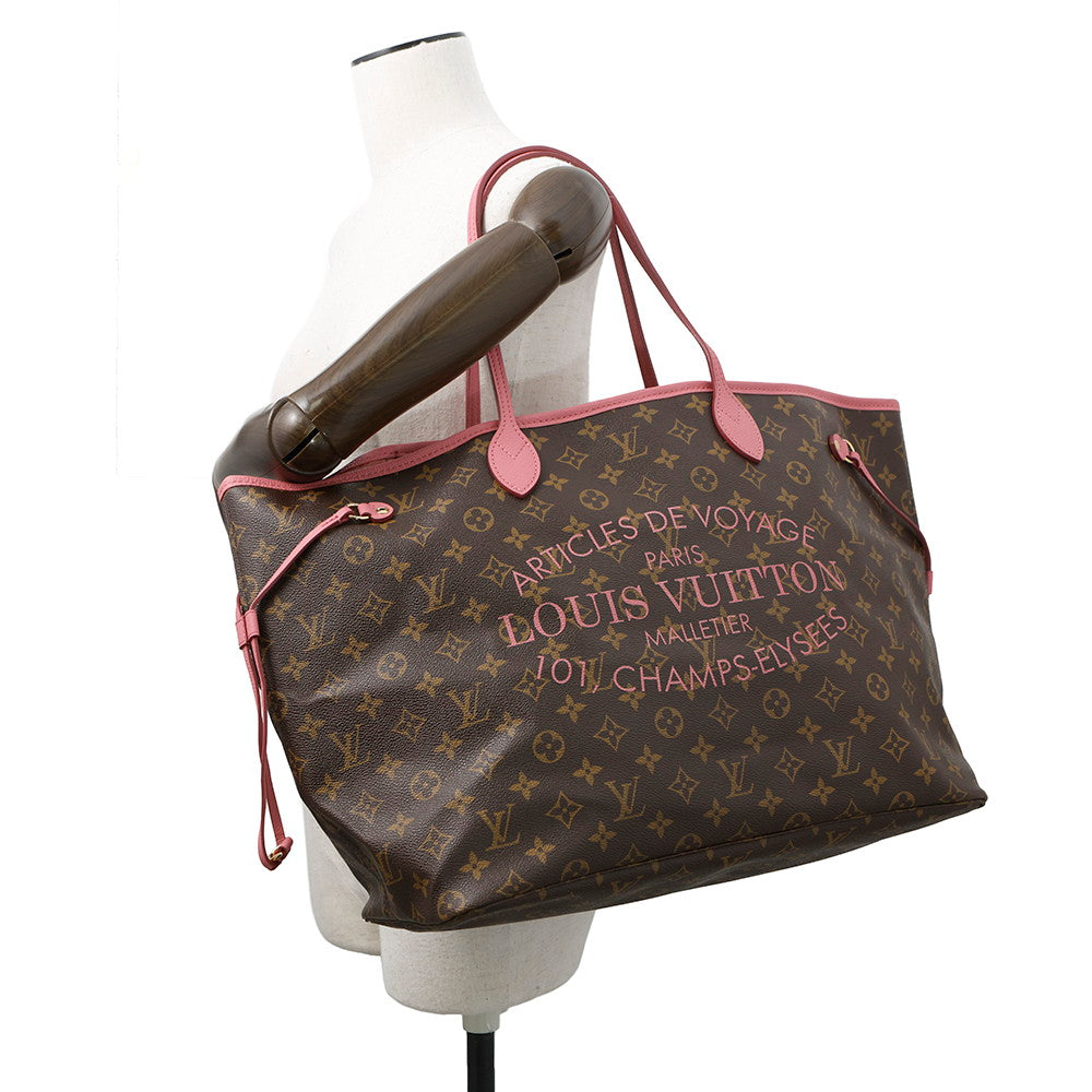 LOUIS VUITTON Neverfull Rose VeloursM40877 Monogram Ikat Flower Size GM