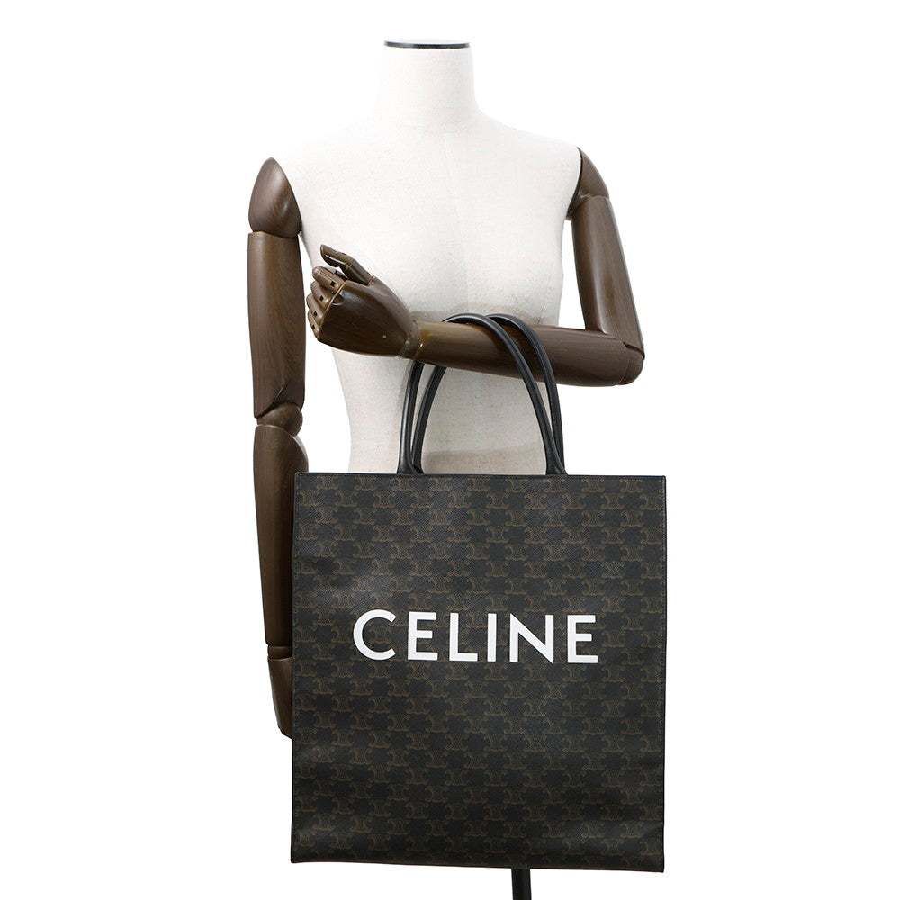 CELINE Triomphe Vertical Cabas Tote Black190972 PVC Leather Size Large