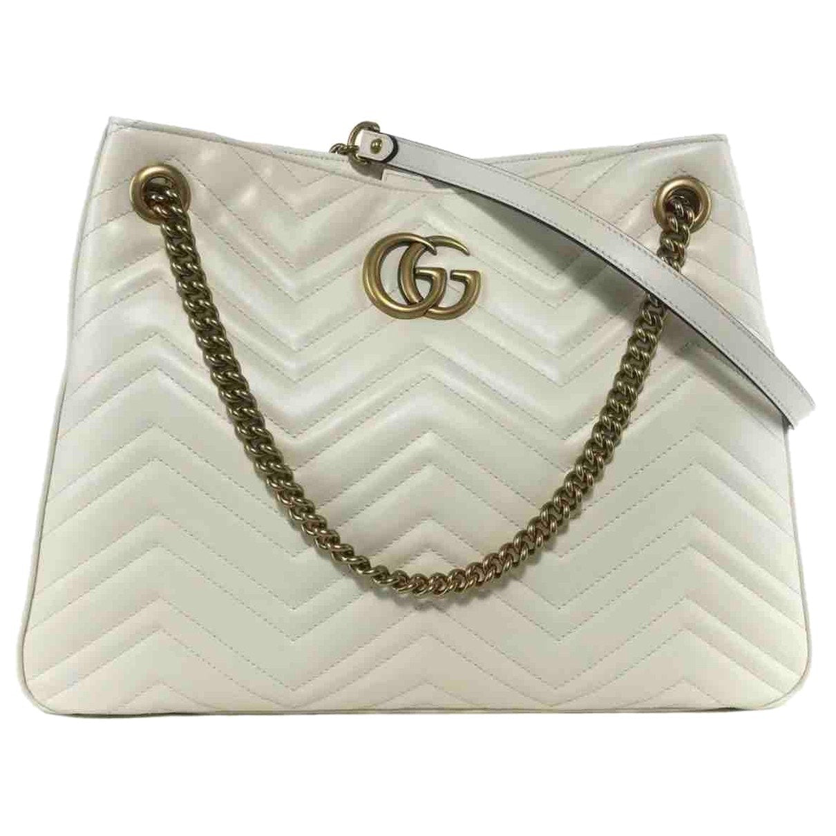 Gucci marmont white leather handbag