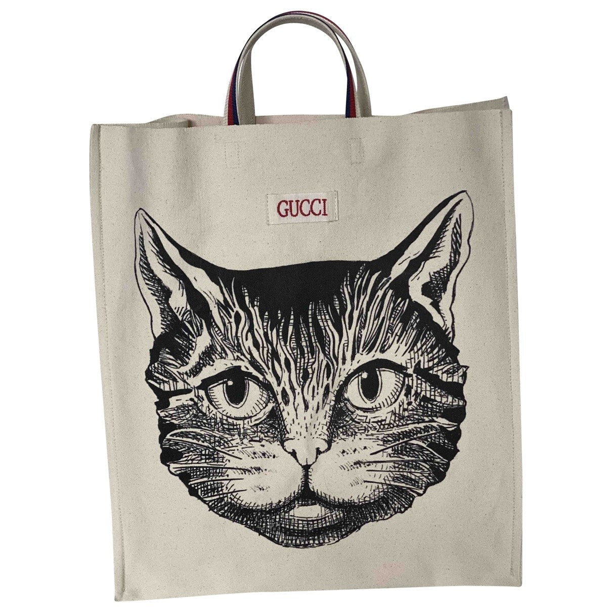 Gucci cat lock white cloth handbag
