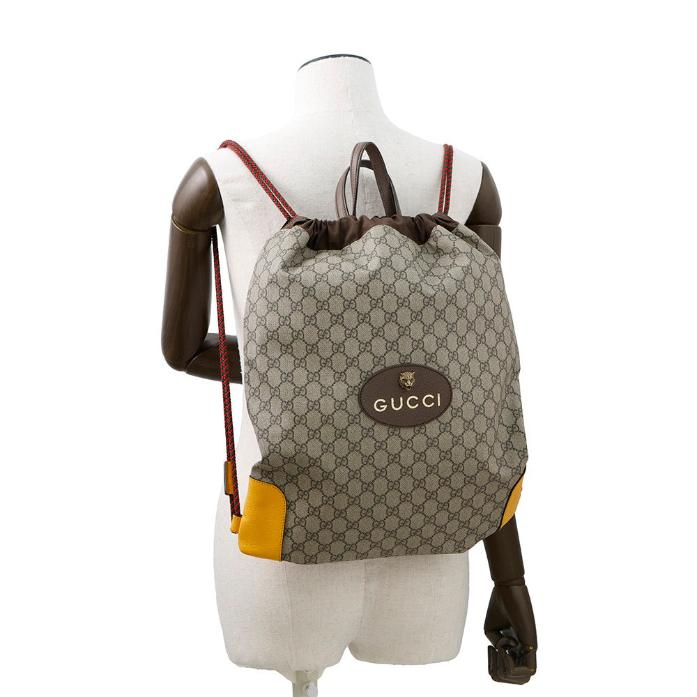 GUCCI ?GG Supreme DrawstringBag Brown473872 PVC Leather