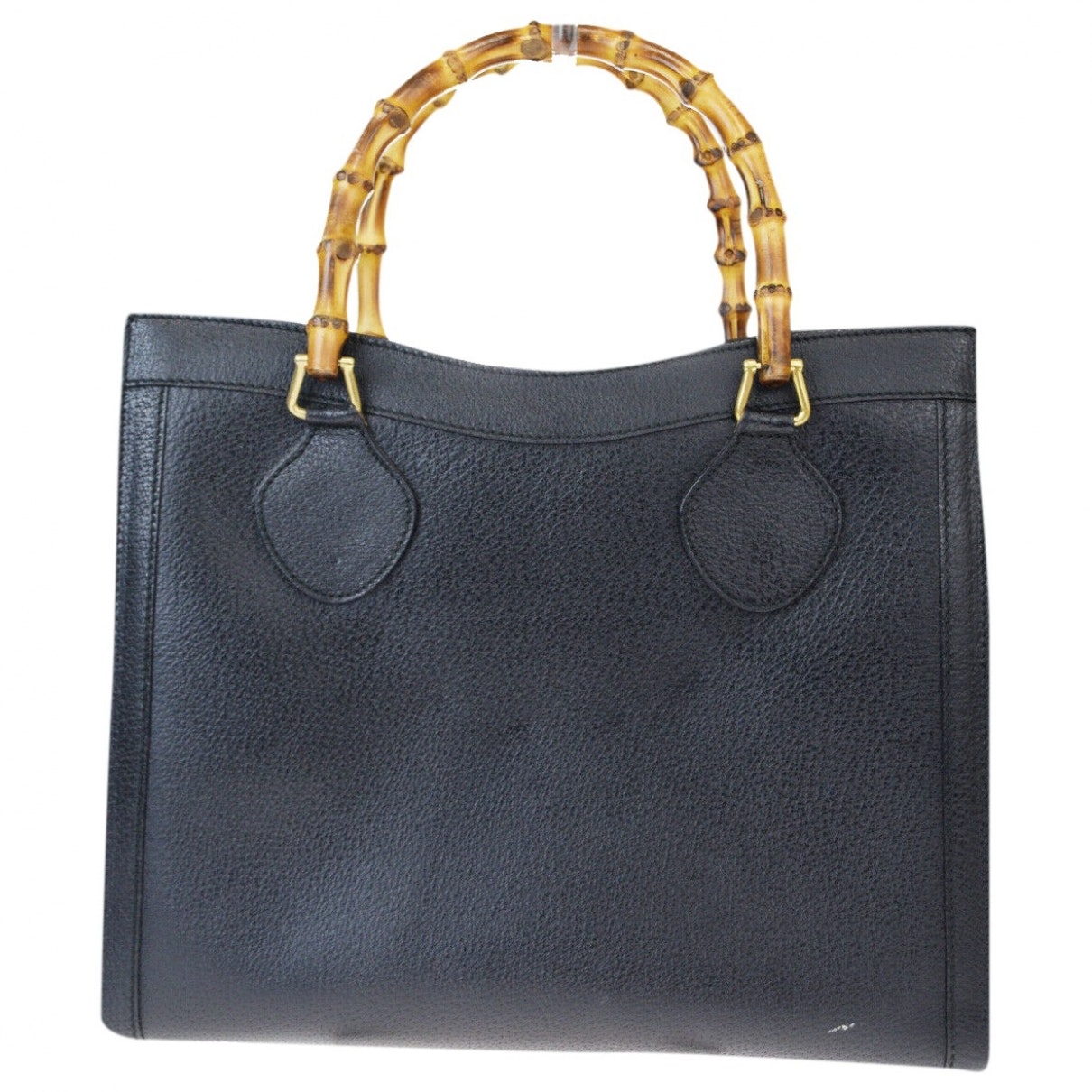 Gucci bamboo black leather handbag