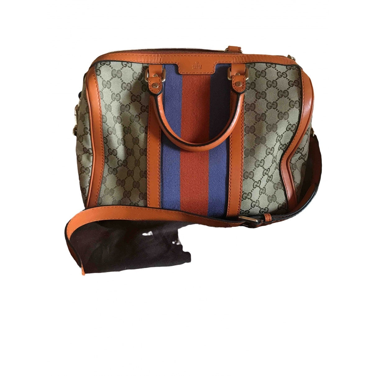 Gucci boston orange cloth handbag