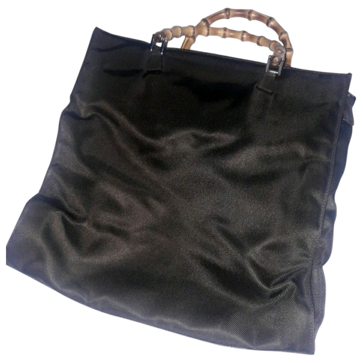 Gucci bamboo black cloth handbag