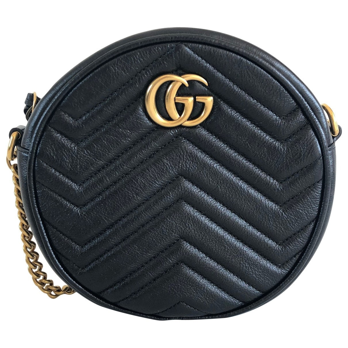 Gucci gg marmont circle black leather handbag