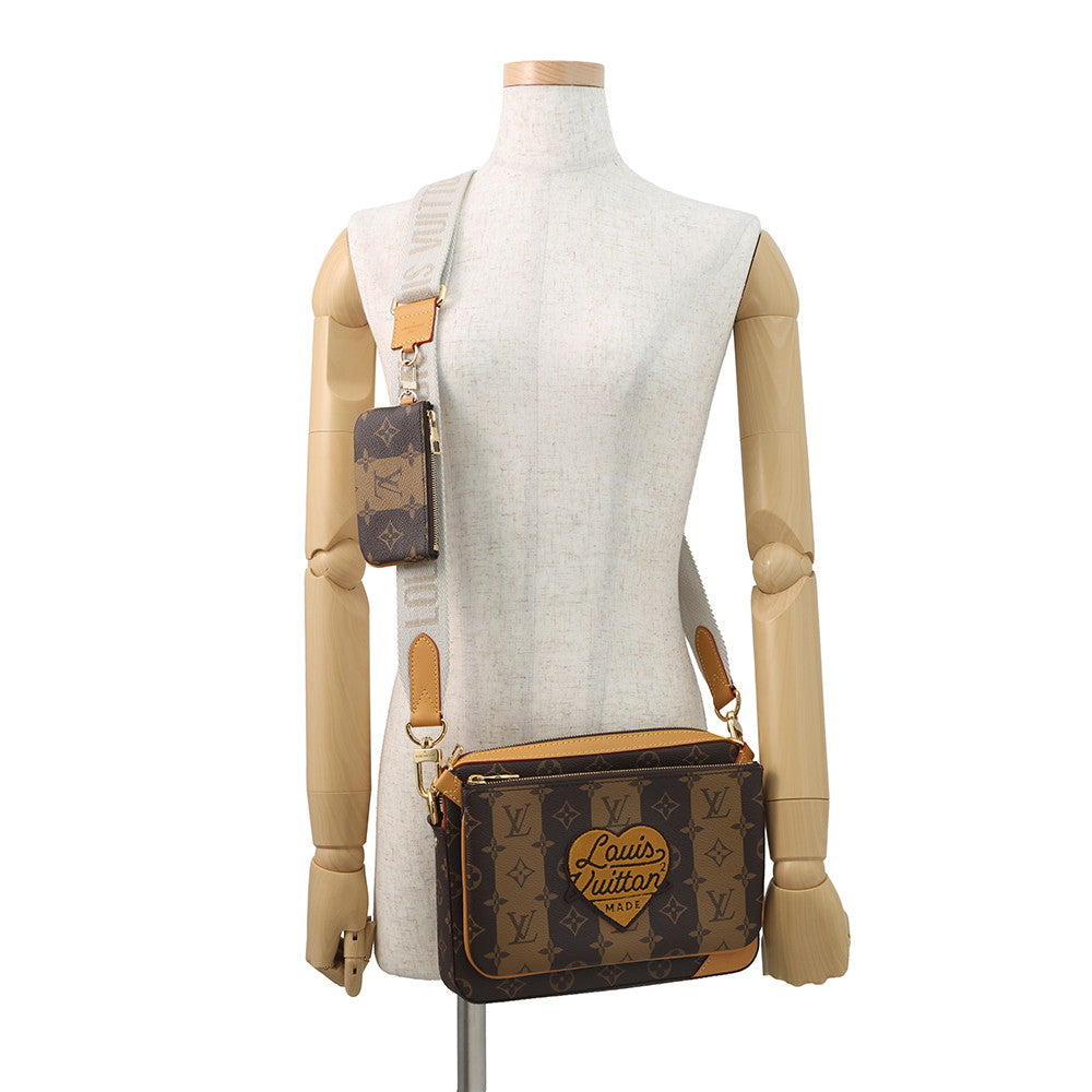 LOUIS VUITTON Trio Messenger BrownM45965 Monogram Stripe LV Squared