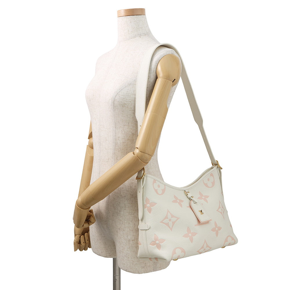 LOUIS VUITTON Carryall Zip NM White PinkM24141 Bicolor Monogram Empreinte Leather Size PM