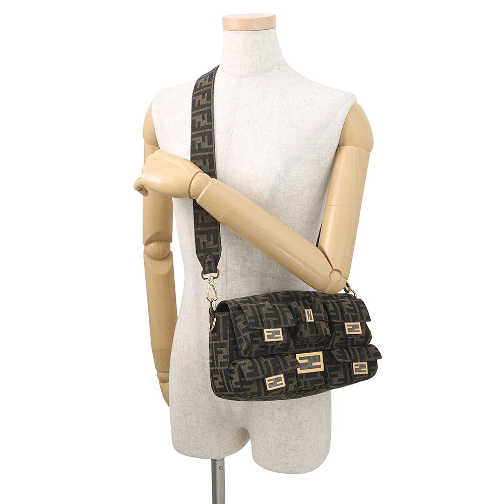 FENDI Zucca Multi-Pocket Baguette Brown/Black8BR808 Jacquard