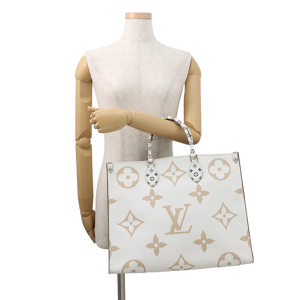 LOUIS VUITTON Onthego Creme Khaki BeigeM44571 Monogram Giant Size GM