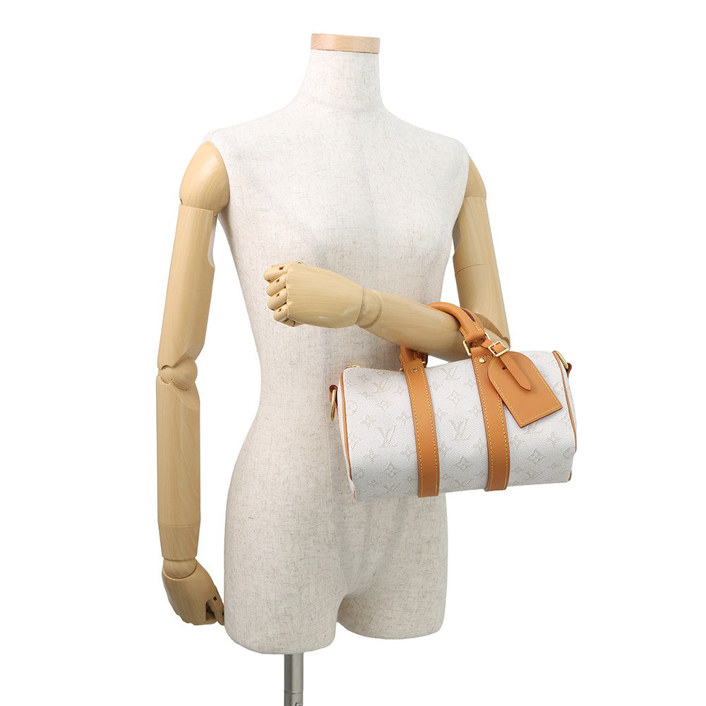 LOUIS VUITTON Keepall Bandouliere Off whiteM15076 Monogram Heritage Size 25