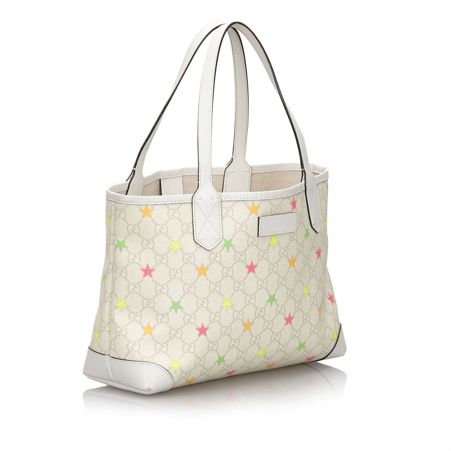 Gucci GG Supreme White Leather Canvas Tote