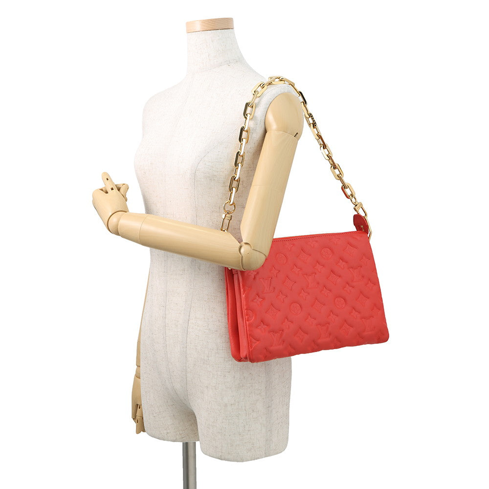 LOUIS VUITTON Coussin RougeM57792 Monogram Pattern Lamb Leather Size PM