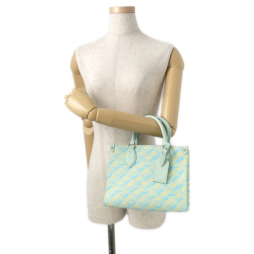 LOUIS VUITTON Onthego Summer Stardust Blue YellowM46270 Monogram Empreinte Leather Size PM