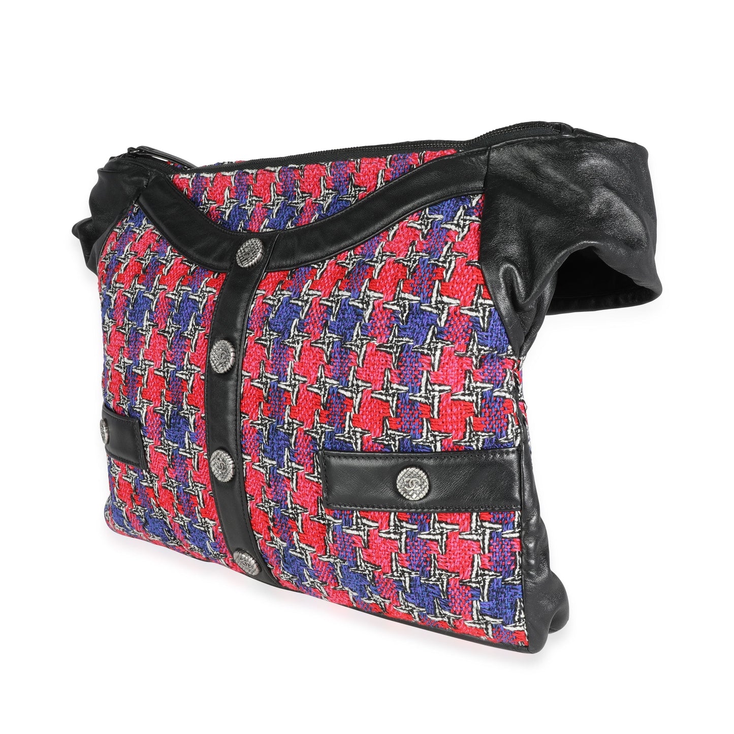 CHANEL Black Lambskin Multicolor Tweed Girl Bag
