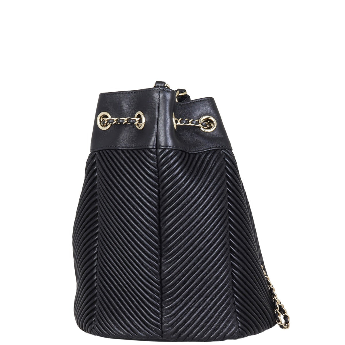 Chanel Drawstring Bucket Bag Chevron