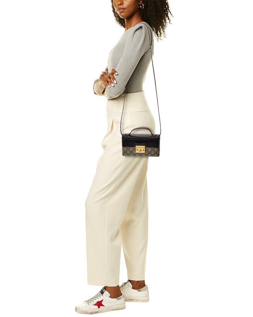 Gucci Mini Padlock Gg Supreme Canvas & Leather Shoulder Bag